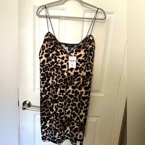 NWT Forever 21 plus size 2X leopard print lingerie type dress w/ left sided slit